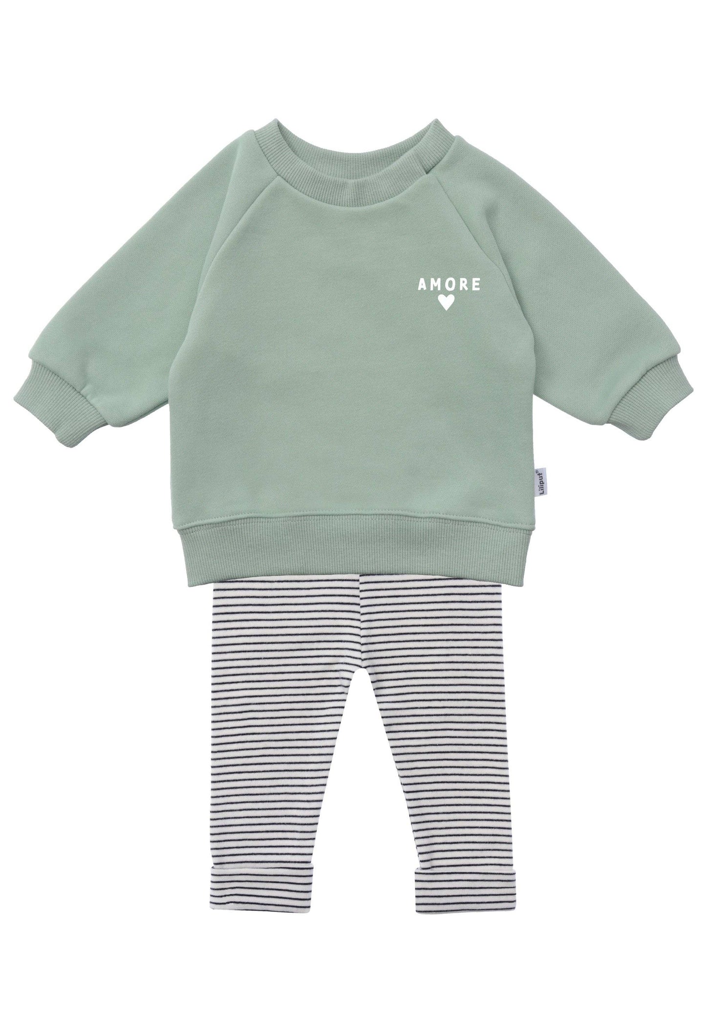 Ein Outfit zum Verlieben! Das weiche, 2-teilige Set aus kuscheligem ""amore"" Sweatshirt und bequemer Leggings macht jeden Kita-Tag mit.