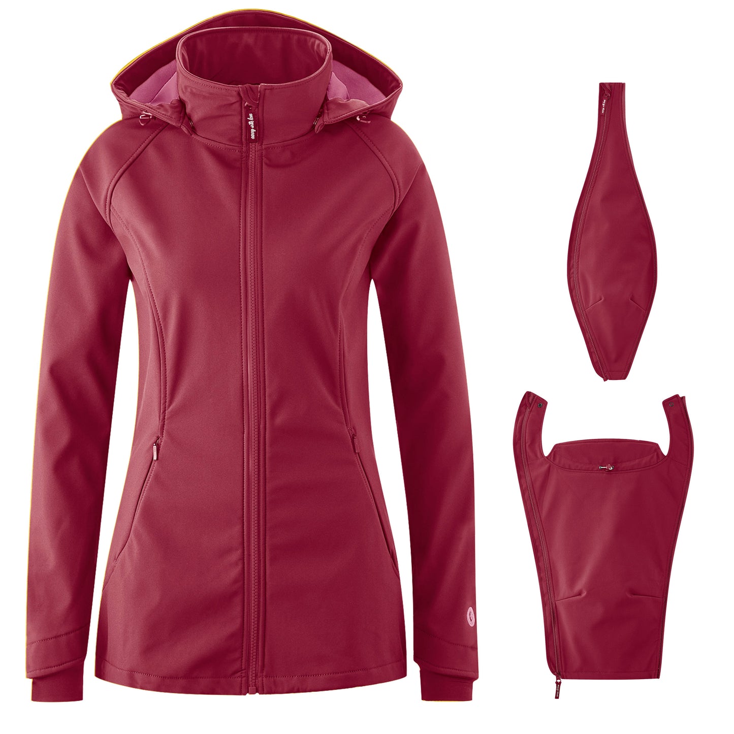 Der bewährte Klassiker! Die wetterfeste 4-in-1 Softshell-Jacke mit bequemer Passform inkl. Schwangerschafts- und Babyeinsatz (fürs Bauch- und Rückentragen).