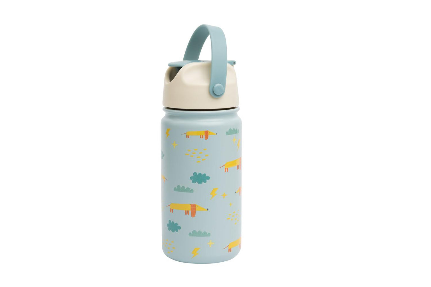 Auslaufsicher und robust! Die doppelwandige Thermo-Trinkflasche hält Getränke stundenlang kalt oder warm und lässt sich kinderleicht bedienen.