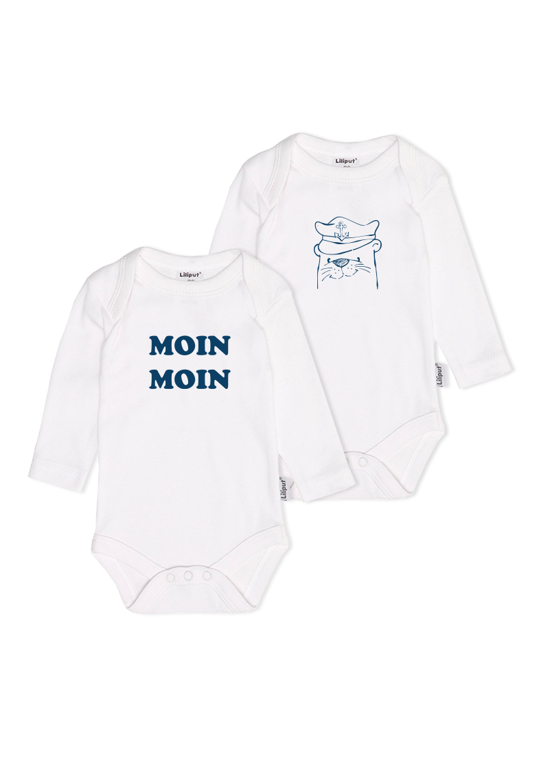 Nordischer Charme im Doppelpack! Die bequemen Amineck-Bodys aus 100% Baumwolle mit Schlupfkragen erleichtern das An- und Ausziehen deines Babys.