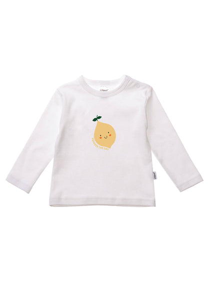 Liliput 2er-Pack Langarmshirts mit Zitronen-Print – weiß & gelb, 100% Baumwolle, weich & atmungsaktiv. Mit Druckknöpfen. Größen 62/68–86/92. Jetzt entdecken!