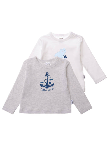 2er-Pack Langarmshirts mit Print Anker