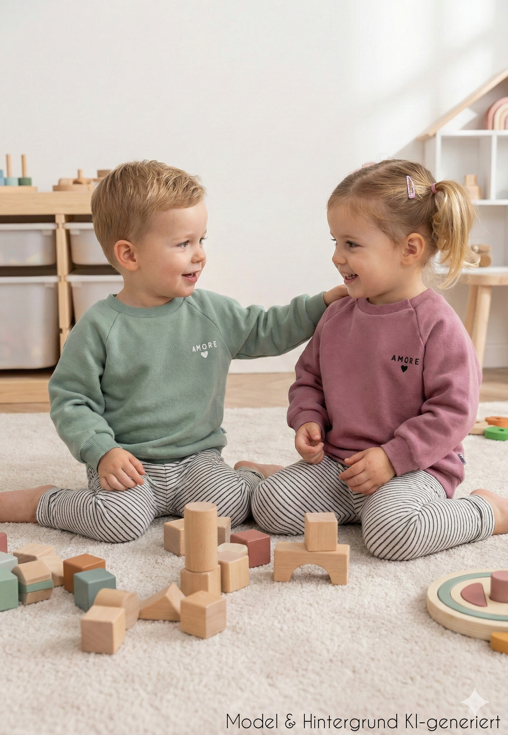 Ein Outfit zum Verlieben! Das weiche, 2-teilige Set aus kuscheligem ""amore"" Sweatshirt und bequemer Leggings macht jeden Kita-Tag mit.