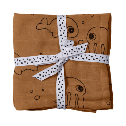 Musselindecke 2er Set -  120cm x 120cm