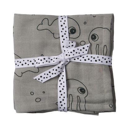 Musselindecke 2er Set -  120cm x 120cm