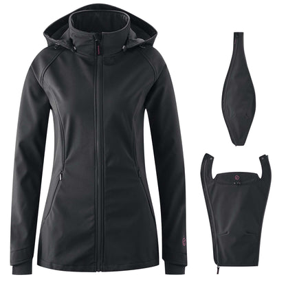 Der bewährte Klassiker! Die wetterfeste 4-in-1 Softshell-Jacke mit bequemer Passform inkl. Schwangerschafts- und Babyeinsatz (fürs Bauch- und Rückentragen).
