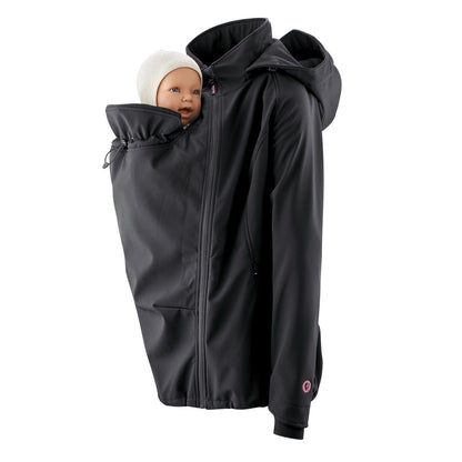 Der bewährte Klassiker! Die wetterfeste 4-in-1 Softshell-Jacke mit bequemer Passform inkl. Schwangerschafts- und Babyeinsatz (fürs Bauch- und Rückentragen).