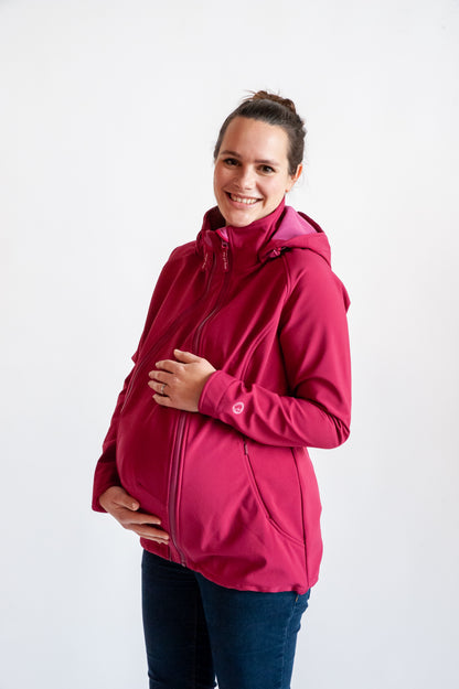 Der bewährte Klassiker! Die wetterfeste 4-in-1 Softshell-Jacke mit bequemer Passform inkl. Schwangerschafts- und Babyeinsatz (fürs Bauch- und Rückentragen).