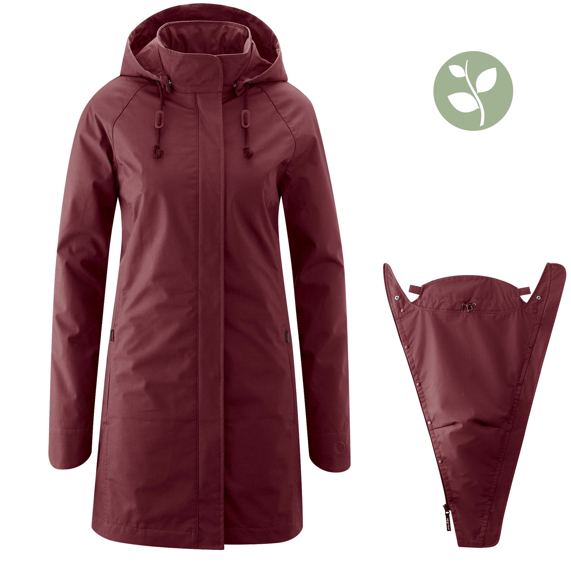 Das 4-in-1 Raumwunder für urbane Mamas. Der schicke Kurzmantel mit Bio-Baumwolle bietet Platz für Schwangerschaftsbauch und Babytrage (vorne & hinten).