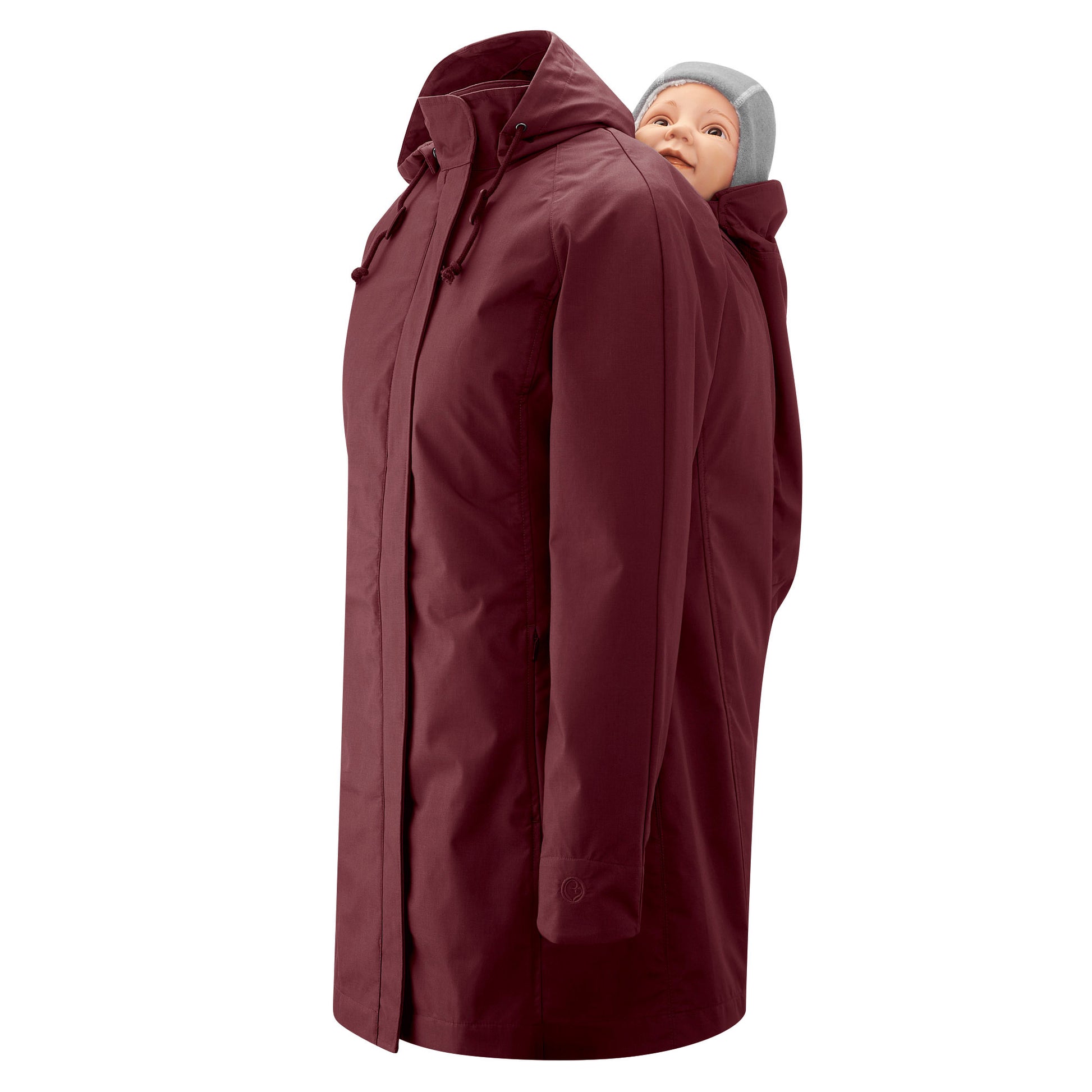 Das 4-in-1 Raumwunder für urbane Mamas. Der schicke Kurzmantel mit Bio-Baumwolle bietet Platz für Schwangerschaftsbauch und Babytrage (vorne & hinten).