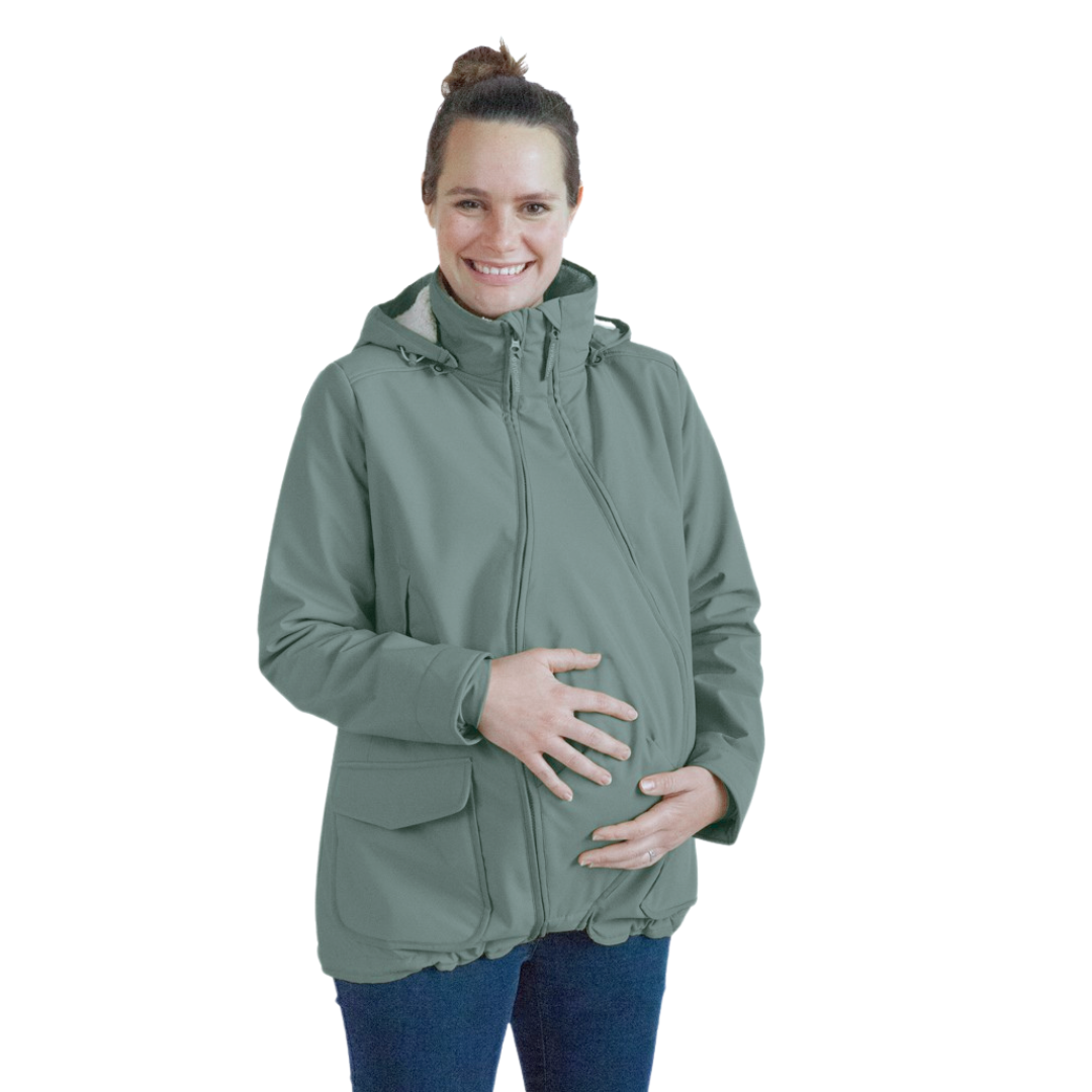 Eine für alles! Die wetterfeste 4-in-1 Softshell-Tragejacke für Schwangerschaft, Babytragen (Bauch & Rücken) und als schicke Solo-Jacke für Mamas.