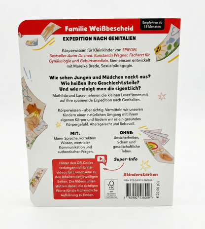 Frühkindliche Aufklärung ganz natürlich. Das Pappenbuch für Kleinkinder fördert einen unverkrampften Umgang mit dem eigenen Körper und benennt Körperteile korrekt.