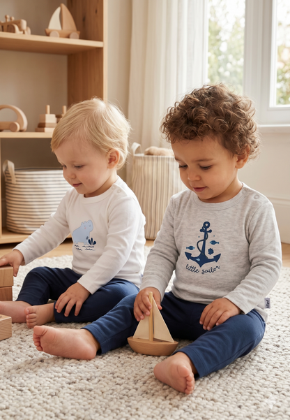 2er-Pack Langarmshirts mit Print Anker