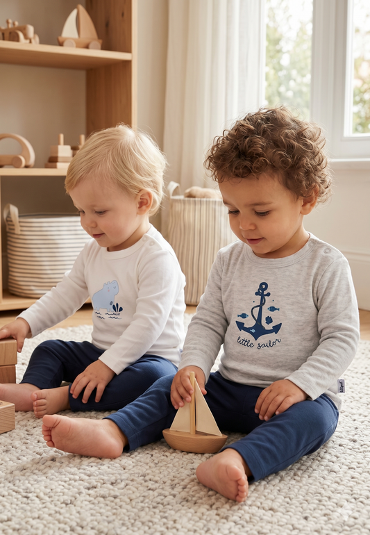 2er-Pack Langarmshirts mit Print Anker