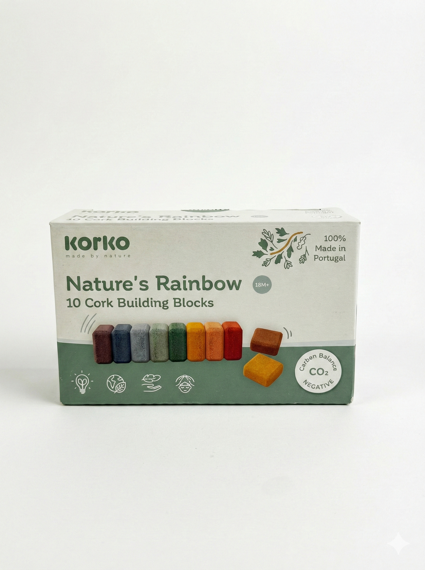 Farben und Balance lernen ohne Lärm! Der griffige Stapelturm aus buntem Naturkork fällt weich und völlig lautlos – perfekt für kleine Entdecker.