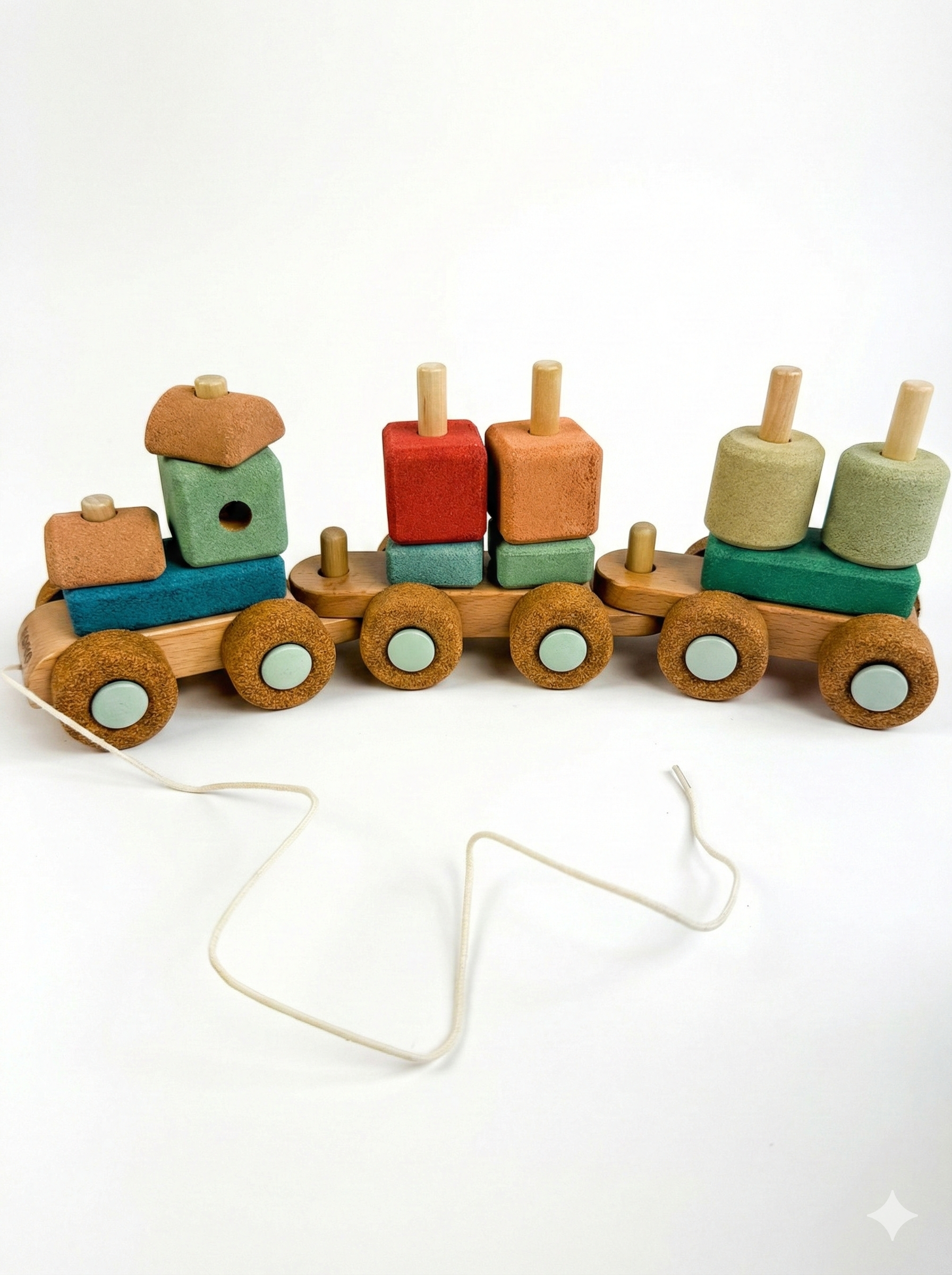 Die leiseste Eisenbahn der Welt! Das kreative Bauset aus weichem Kork lässt kleine Lokführer eigene Züge bauen, ganz ohne Lärm und Kratzer im Boden.
