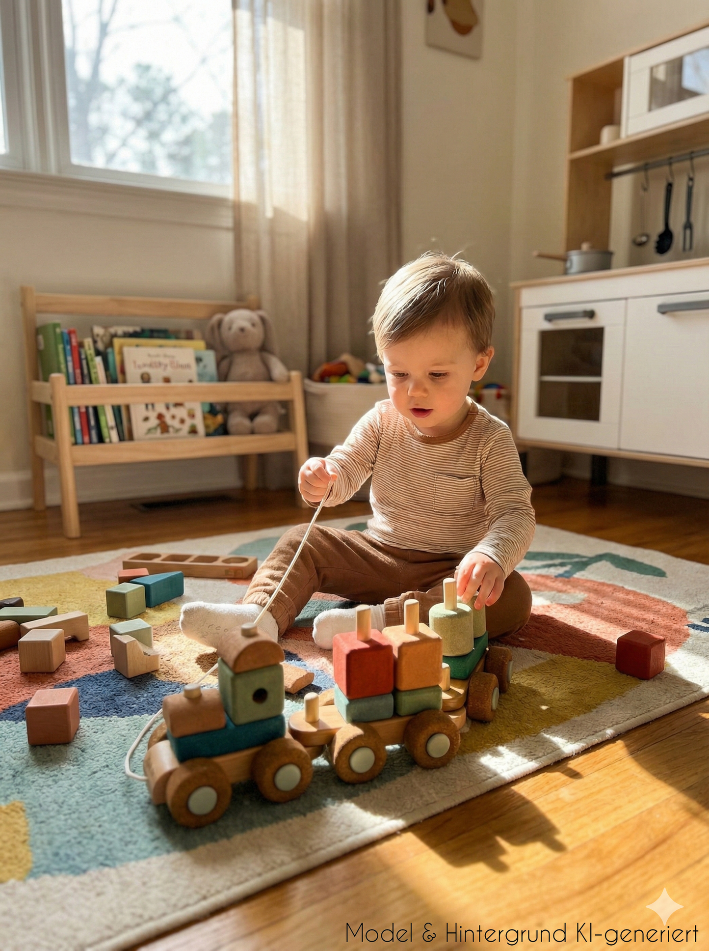 Die leiseste Eisenbahn der Welt! Das kreative Bauset aus weichem Kork lässt kleine Lokführer eigene Züge bauen, ganz ohne Lärm und Kratzer im Boden.