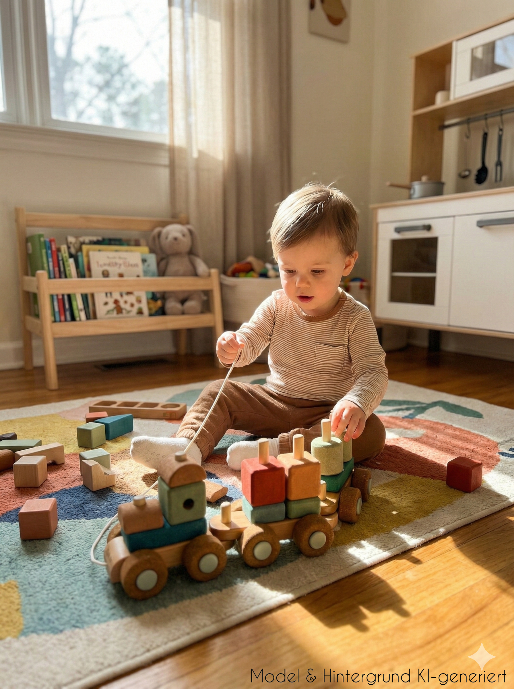 Die leiseste Eisenbahn der Welt! Das kreative Bauset aus weichem Kork lässt kleine Lokführer eigene Züge bauen, ganz ohne Lärm und Kratzer im Boden.