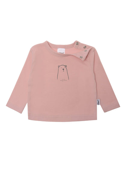 Liliput Langarmshirt in zart Rosé mit süßem Bären-Print – 100% Baumwolle, weich, waschbeständiger Druck & Druckknöpfe. Größen 62/68–86/92. Jetzt entdecken!