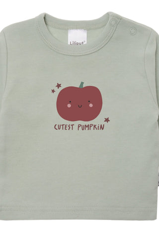 Für kleine Herbst-Fans! Das kuschelige Langarmshirt aus reiner Baumwolle mit niedlichem Kürbis-Print und Schulterknöpfen für einfaches Anziehen.