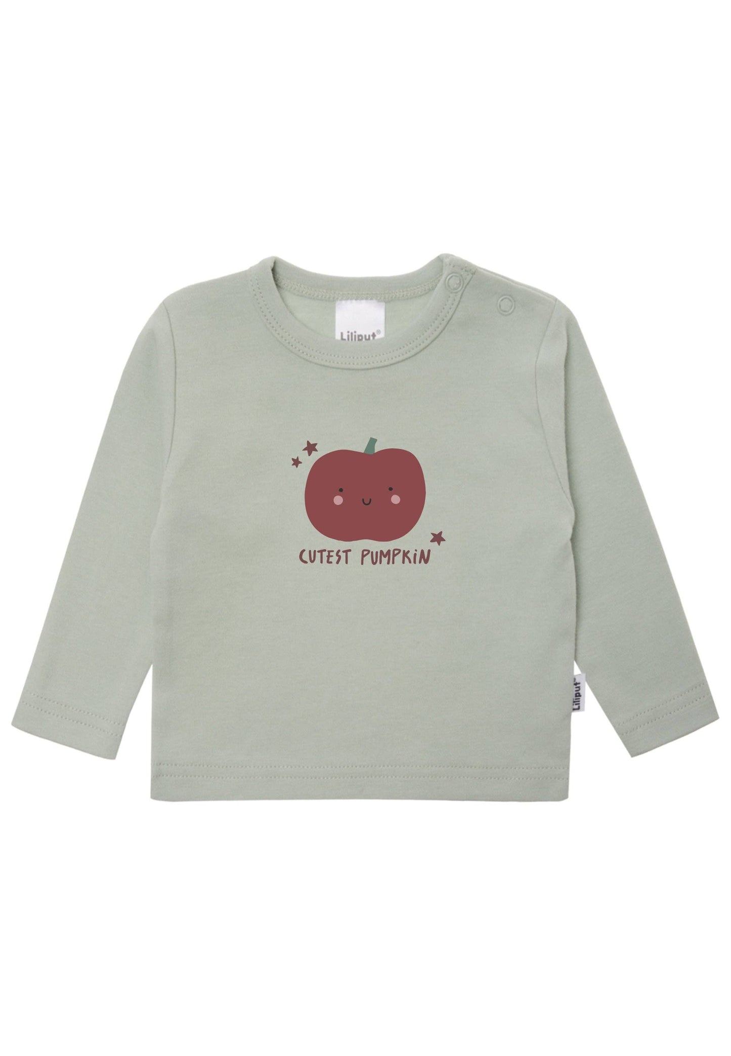 Für kleine Herbst-Fans! Das kuschelige Langarmshirt aus reiner Baumwolle mit niedlichem Kürbis-Print und Schulterknöpfen für einfaches Anziehen.
