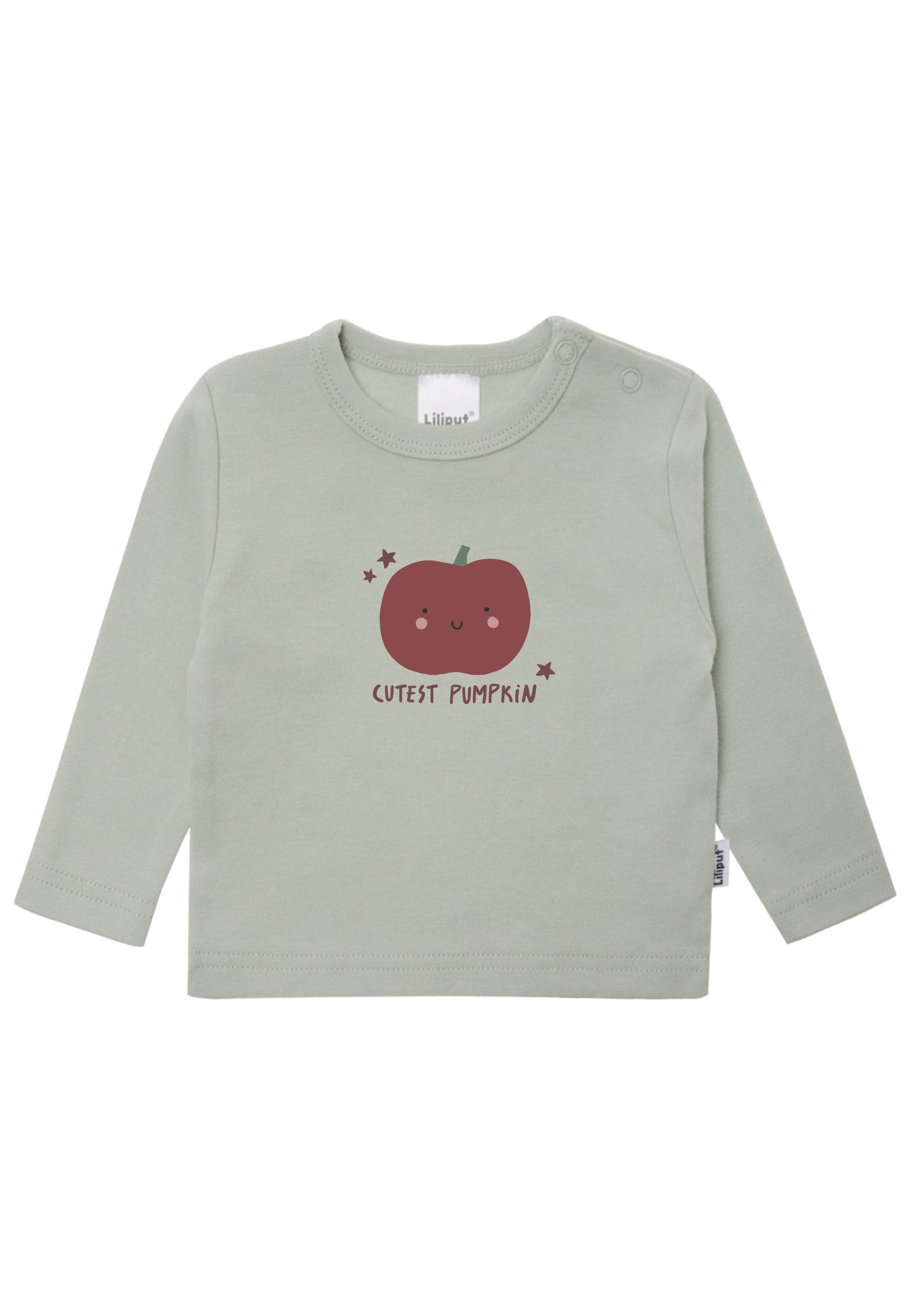 Für kleine Herbst-Fans! Das kuschelige Langarmshirt aus reiner Baumwolle mit niedlichem Kürbis-Print und Schulterknöpfen für einfaches Anziehen.