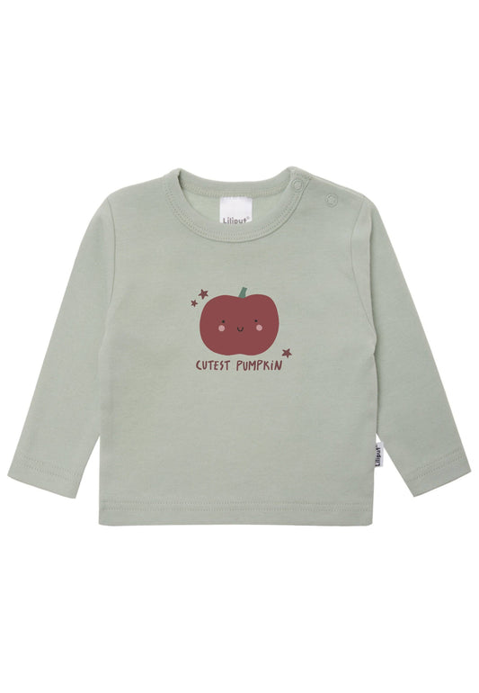 Für kleine Herbst-Fans! Das kuschelige Langarmshirt aus reiner Baumwolle mit niedlichem Kürbis-Print und Schulterknöpfen für einfaches Anziehen.