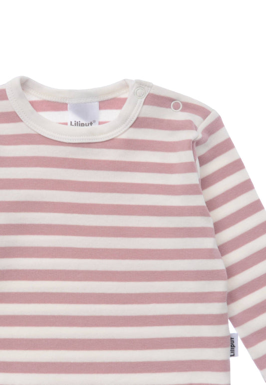 Liliput Langarmshirt mit Blockstreifen – 100% Baumwolle, weich, formstabil & maschinenwaschbar. In schilf & ecru. Größen 50/56–86/92. Jetzt entdecken!