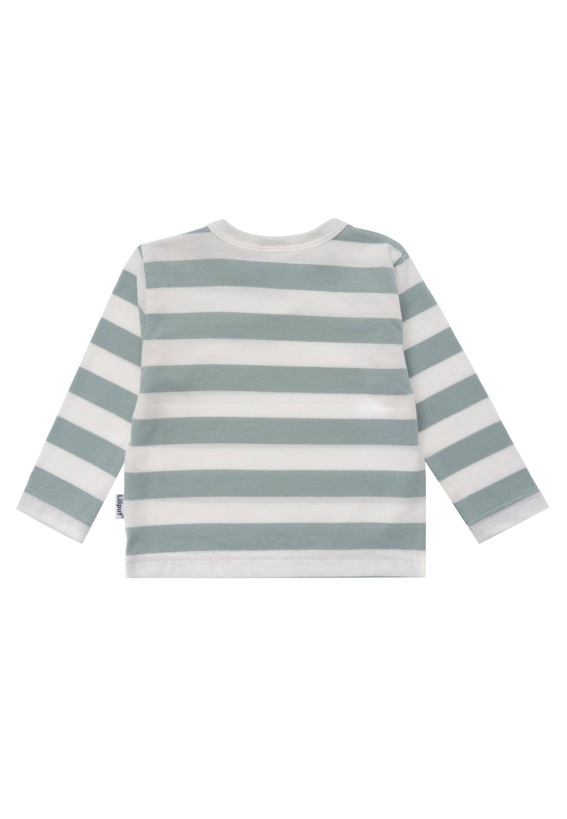 Liliput Langarmshirt mit Blockstreifen – 100% Baumwolle, weich, formstabil & maschinenwaschbar. In schilf & ecru. Größen 50/56–86/92. Jetzt entdecken!