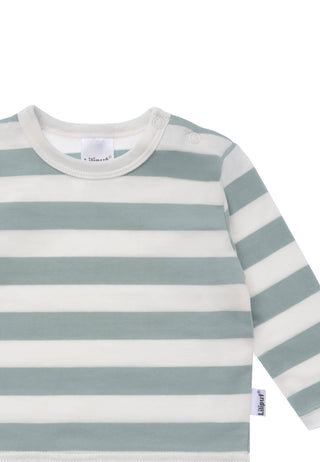 Liliput Langarmshirt mit Blockstreifen – 100% Baumwolle, weich, formstabil & maschinenwaschbar. In schilf & ecru. Größen 50/56–86/92. Jetzt entdecken!