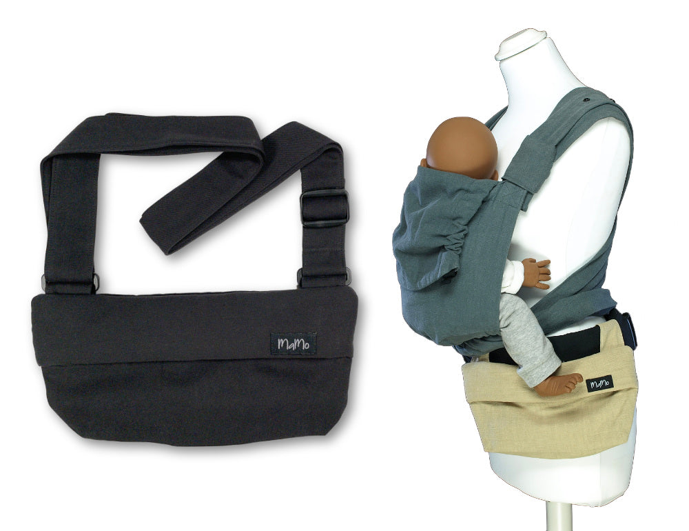 Hände frei und kein störender Rucksack! Die praktische Tasche für den MaMo Bauchgurt hält Schlüssel, Smartphone und Geld beim Spaziergang stets sicher griffbereit.