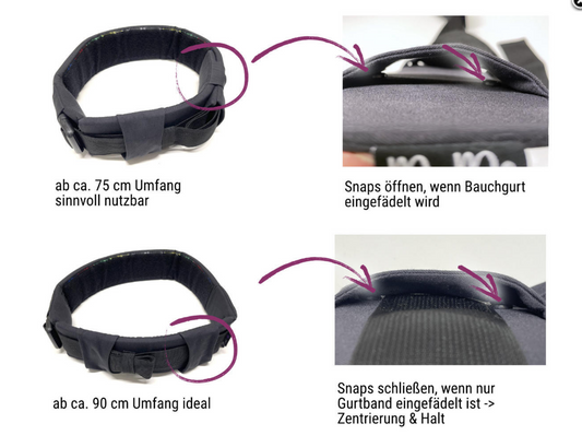 Das Rücken-Upgrade für schwere Babys! Das ergonomische Gurt-Pad verteilt den Druck des Bauchgurts optimal und beugt Rückenschmerzen bei längeren Trage-Ausflügen vor.