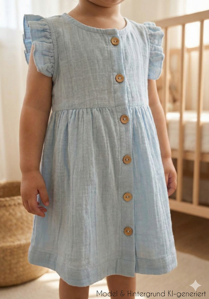 Bügelfrei und wunderbar atmungsaktiv! Das weiche Trägerkleid aus Musselin fällt wunderschön leicht und ist der perfekte Begleiter für den Sommer.