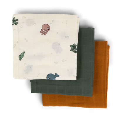 Die Alleskönner für den Babyalltag! Die extra weichen, saugstarken Mulltücher (70x70 cm) sind ideal als Spucktuch, Schnuffeltuch oder leichte Decke.