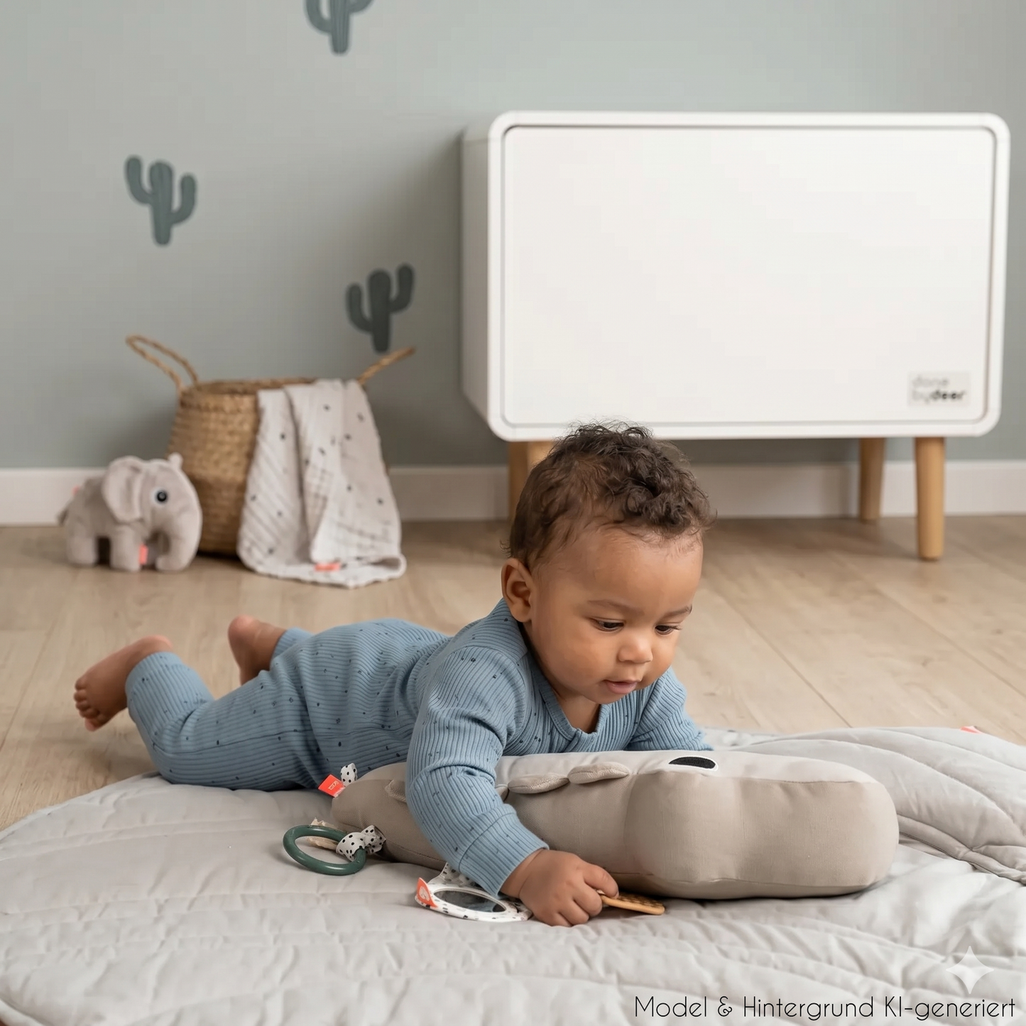 Der perfekte Tummy-Time-Trainer! Das weiche Kissen in Krokodil-Form stützt den Oberkörper, stärkt Nacken und Rücken und fördert die Motorik deines Babys.