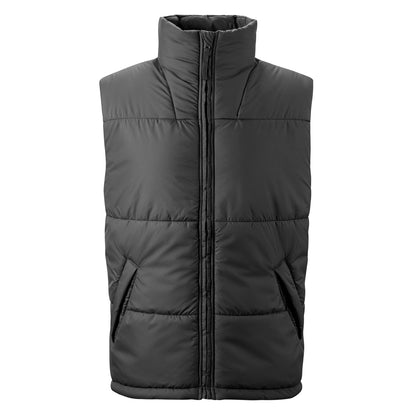 Der stylische Zwiebel-Look! Die warm wattierte Unisex-Trageweste im lässigen Oversized-Style passt dank weitenregulierbaren Reißverschlüssen für Mamas und Papas.