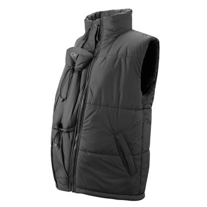 Der stylische Zwiebel-Look! Die warm wattierte Unisex-Trageweste im lässigen Oversized-Style passt dank weitenregulierbaren Reißverschlüssen für Mamas und Papas.