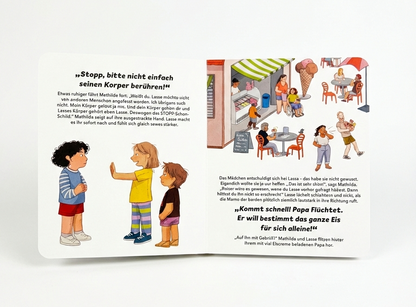 "Stopp Schutzschild" vom Richtig Wissen Verlag – Pappbilderbuch über Körpergrenzen & Selbstbestimmung für Kleinkinder. Mit QR-Codes für Eltern. Jetzt!