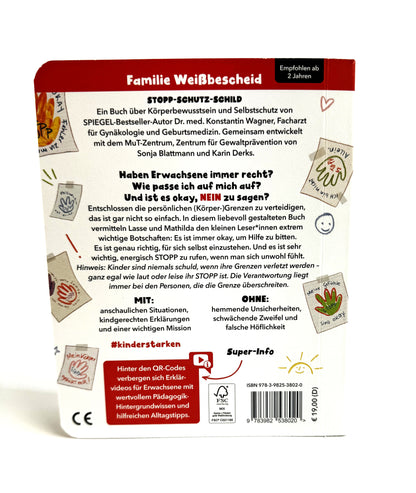 "Stopp Schutzschild" vom Richtig Wissen Verlag – Pappbilderbuch über Körpergrenzen & Selbstbestimmung für Kleinkinder. Mit QR-Codes für Eltern. Jetzt!