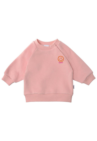 Verbreitet sofort Fröhlichkeit! Das Gute-Laune-Sweatshirt in trendigem Dusty Pink mit Smiley-Print ist innen kuschelweich und ein echter Modetrend.