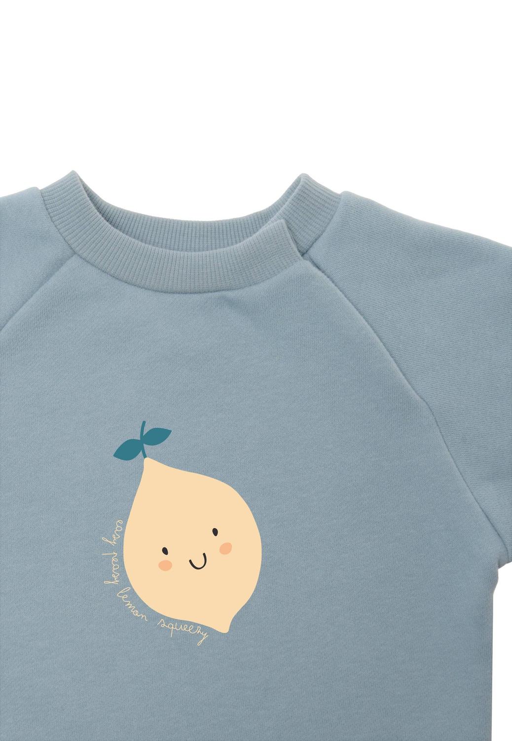 Gute Laune zum Anziehen! Das spritzige hellblaue Sweatshirt mit fröhlichem Zitronen-Print bringt Farbe in graue Tage und ist wunderbar flauschig.
