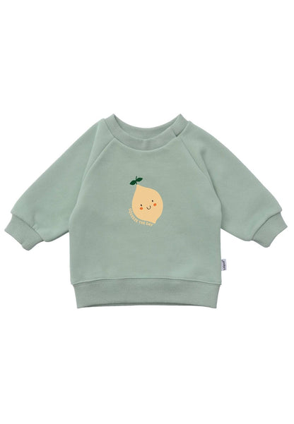 Gute Laune zum Anziehen! Das spritzige hellblaue Sweatshirt mit fröhlichem Zitronen-Print bringt Farbe in graue Tage und ist wunderbar flauschig.