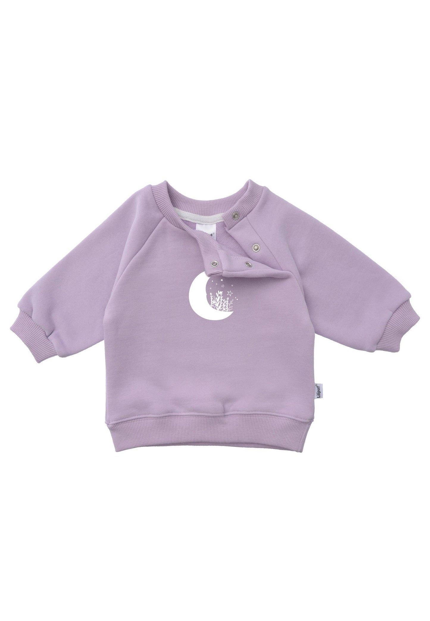Kuschelig warm und magisch schön. Das fliederfarbene Sweatshirt mit Mond-Print ist der bequeme Alltagsbegleiter für kleine Träumer und Abenteurer.