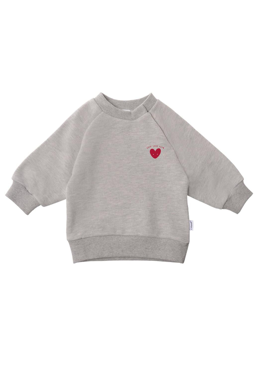 Ein starkes Statement für kleine Persönlichkeiten! Das graumelierte Kuschel-Sweatshirt mit """"Selflove Club""""-Print fördert schon früh das Selbstvertrauen.""