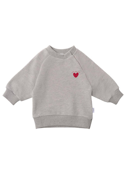 Ein starkes Statement für kleine Persönlichkeiten! Das graumelierte Kuschel-Sweatshirt mit """"Selflove Club""""-Print fördert schon früh das Selbstvertrauen.""