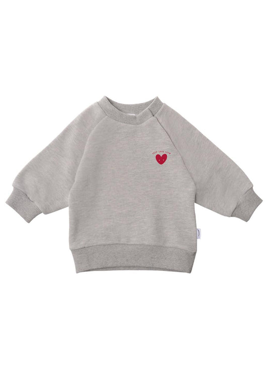 Ein starkes Statement für kleine Persönlichkeiten! Das graumelierte Kuschel-Sweatshirt mit """"Selflove Club""""-Print fördert schon früh das Selbstvertrauen.""