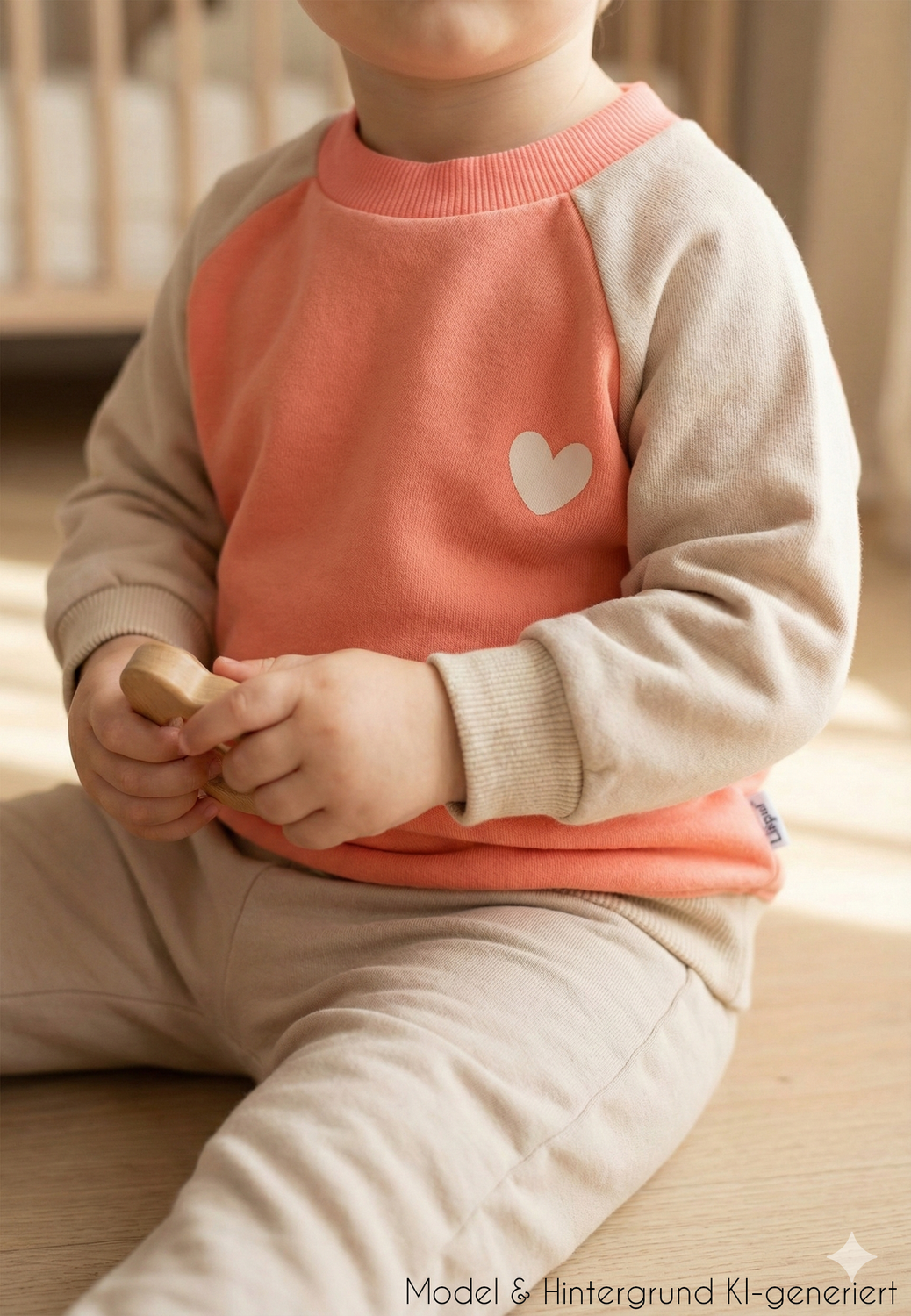 Für kleine Herzblätter! Das warme Sweatshirt in trendigem Orange und Beige mit liebevollem Herz-Print ist der perfekte Mix aus Geborgenheit und Style.