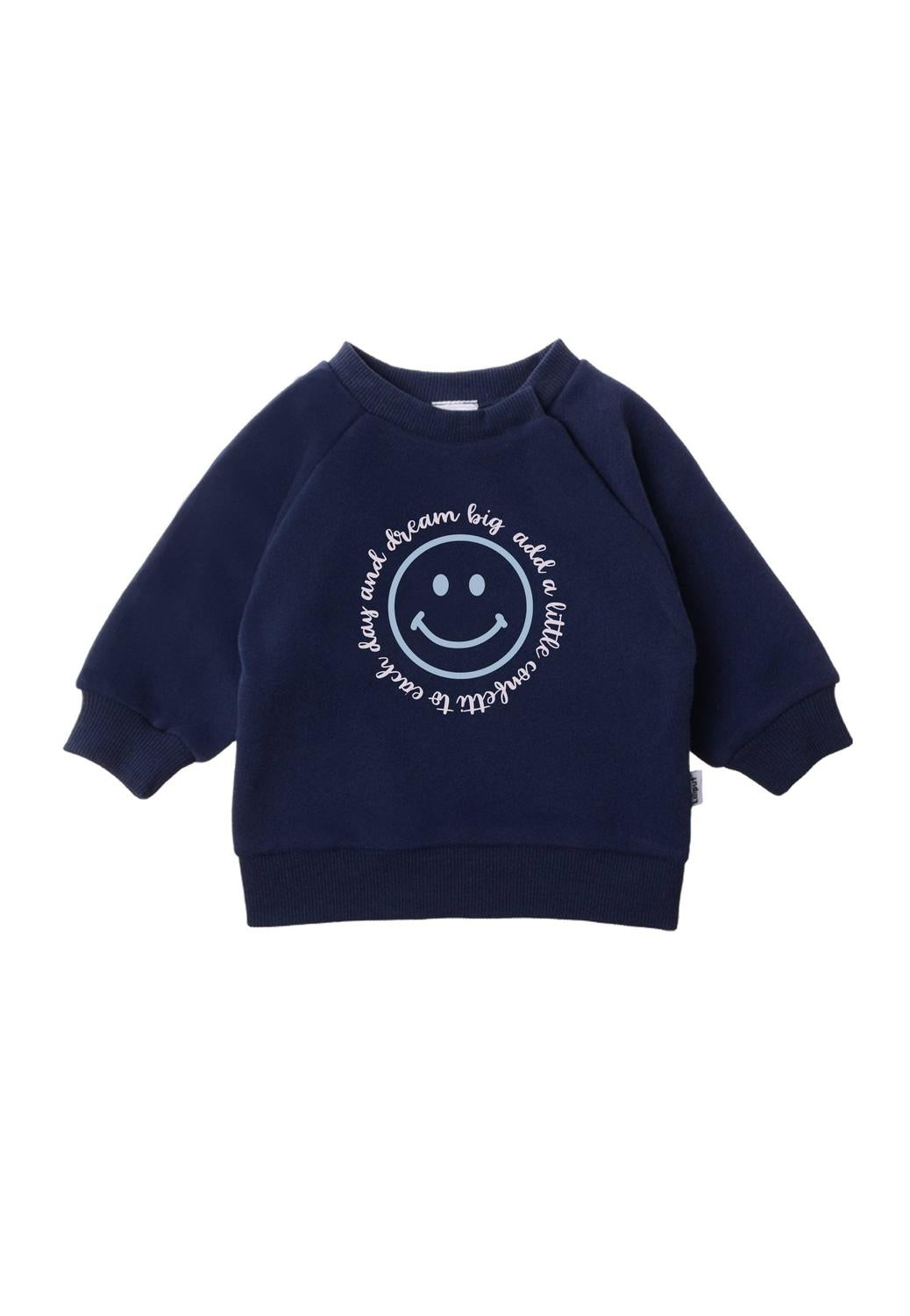 Bring Konfetti in den Alltag! Das dunkelblaue Sweatshirt mit inspirierendem """"Add a little confetti""""-Print steckt voller positiver Energie und wärmt toll.""