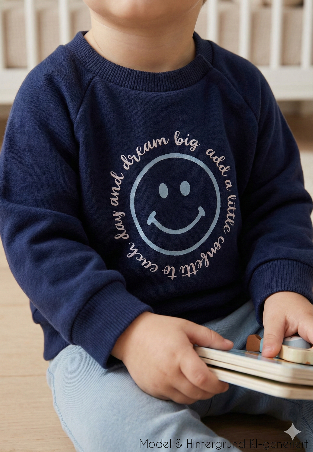 Bring Konfetti in den Alltag! Das dunkelblaue Sweatshirt mit inspirierendem """"Add a little confetti""""-Print steckt voller positiver Energie und wärmt toll.""