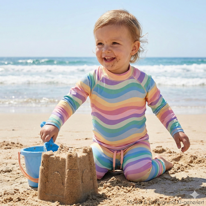Kompletter Beinschutz vor Sonne und Sand! Die knöchellange UV-Schwimmhose mit Schutzfaktor 50+ im coolen Leo-Look ist bequem und schnelltrocknend.